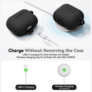 Ljusmicker for AirPods 5/4 Case (2026/2024) with Cleaner Kit,Black | Soft Silicone Protective Cover for Apple AirPods 5 Case/AirPods 4 Case with Keychain for Women Men,Supports Wireless Charging