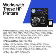 HP 67XL Black High-Yield Ink Cartridge | Works with DeskJet 1255, 2700, 4100, Envy 6000, 6400 Series | Eligible for Instant Ink | 3YM57AN | Packaging May Vary