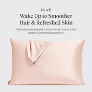 Kitsch Satin Pillowcase with Zipper 48x66cm - Blush | Softer than Silk Pillow Cases for Hair & Skin, Smooth Cooling Satin Pillow Case, Wrinkle - Free Pillow Case, Queen Size
