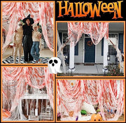 197" x 85" Halloween Creepy Cloth - Halloween Spooky Fabric Cloth - Scary Gauze Blood Creepy Cloth for Haunted House Halloween Party Yard Wall Doorway Outdoors Decoration