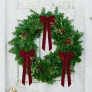 12Pcs Burgundy Velvet Ribbon Bows Christmas Tree Decorations,5in x 10in Xmas Ornaments for Tree Home Party Front Door Wreath Garland Holiday Decor
