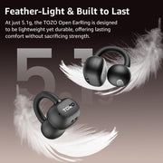 TOZO OpenEarRing Open Ear Earbuds 40H Bluetooth 5.4 Lightweight Comfort | Open Ear Clip On Wireless Earbuds with Smart Digital LED Display, Stable Connection, Secure Fit for Driving Workout Black
