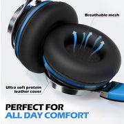 AILIHEN C8 Kids Wired Headphones with Mic for School, 3.5mm Jack, BlackBlue | On Ear Headsets and Volume Control Foldable, Corded Computer Chromebook for Children Teens Classroom Online Learning Travel