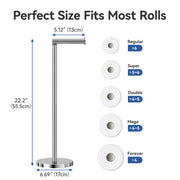 Stainless Steel Free-standing Toilet Roll Holder, Heavey Base,Chrome | Stores 4 Spare Rolls,Heavey Base,Waterproof & Rustproof,No Drilling Needed,Anti-Slip Design,Suitable for Humid Environments