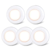 STAR-SPANGLED 2.8” Stick on Puck Lights AAA Battery Operated, 5 Pack Warm | Round Under Cupboard Touch Spot Light, Mini Push Tap LED Night Lamp Battery Powered for Cabinet Closet Wall Kitchen Bookshelf