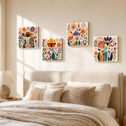 Glyzaen Neutral Olive Tree Framed Canvas Wall Art Set of 4, 30 x 30 cm | Mediterranean Vase Canvas Prints, Beige Botanical Wall Art for Living Room and Bedroom, with Hooks and Hook-and-Loop Strips