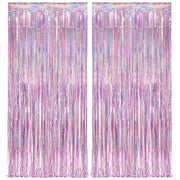 Pink Tinsel Curtain Party Backdrop Glitter - GREATRIL Foil Fringe Curtain Lilac Pink Streamers Decor for Birthday Girl Princess Unicorn Christmas Bachelorette Euphoria Party Decorations - 2 PCS