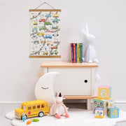 KAIRNE Transport ABC Alphabet Kids Learning Canvas Hanging Scroll Wall Art