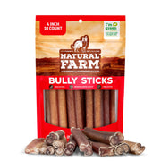 Natural Farm 4 Inch Bully Sticks for Small Dogs & Puppies, 10 Count | Single-Ingredient, 100% Beef, Low Odor, Rawhide-Free, Fully Digestible Chews for Puppies & Small Dogs