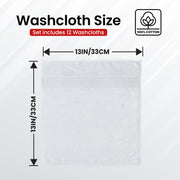 Infinitee Xclusives 100% Cotton Luxury Wash Cloths for Showering - 12 Pack | Facecloths |30x30 cm| - Soft and Absorbent Face Towels for Bathroom Wash Clothes - Gym, Spa & Hotel Use