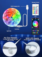 GIPOYENT TV Light Strip, 5M TV Backlight, for 45-75 Inch TV, Music Sync LED TV Light with Bluetooth Function - RGB Color Changing Light Strip for Home Theater (16.4ft)