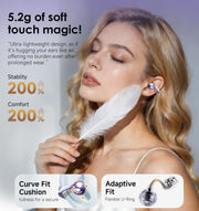 Kinglucky Clip-On Earbuds Gen 3, Open-Ear Wireless Bluetooth 6.0 Headphones with Mic, Secure Fit for Small Ears & Glasses Wearers, 50H Playtime, ENC, IPX5 Waterproof Sport Ear Buds (Purple)