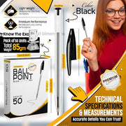 G4GADGET Pack of 50 Black Pens - Medium Tip Fluent Smooth Writing Black Biro Ballpoint Pens