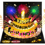 Bevbovcard Pop Up Birthday Cards for Men, LED Light & Music Blow The Candle | 3D Balloons, Singing Happy Birthday gifts Card for Husband - Women, Kids, Son, Her, & Dad