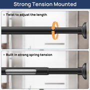 Matte Black Shower Curtain Pole 84 to 183 cm, 1 Inch Extendable Tension Rods for Curtains No Drill, Shower Rail for Bathroom, Closet, Window, Room Divider, Never Rust, Non Slip