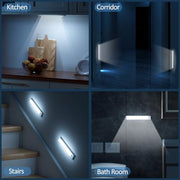 JEKEMORYE Under Cabinet Kitchen Lights Cupboard - LED Motion Sensor Light | Rechargeable Battery Operated, Indoor Magnetic Wardrobe Strip Lighting, Wireless USB, Adhesive, Stick on Counter Shelf Closet